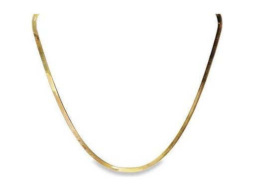 18K Yellow Gold Herringbone Chain Necklace – 18 Inches